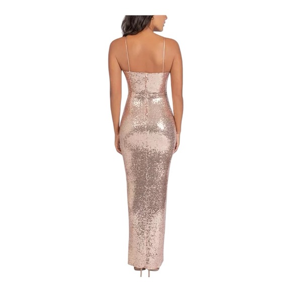 B Darlin Juniors’ Sequined Gown Maxi Dress Rose Gold NWT Size 11 Macy’s - Picture 3 of 15